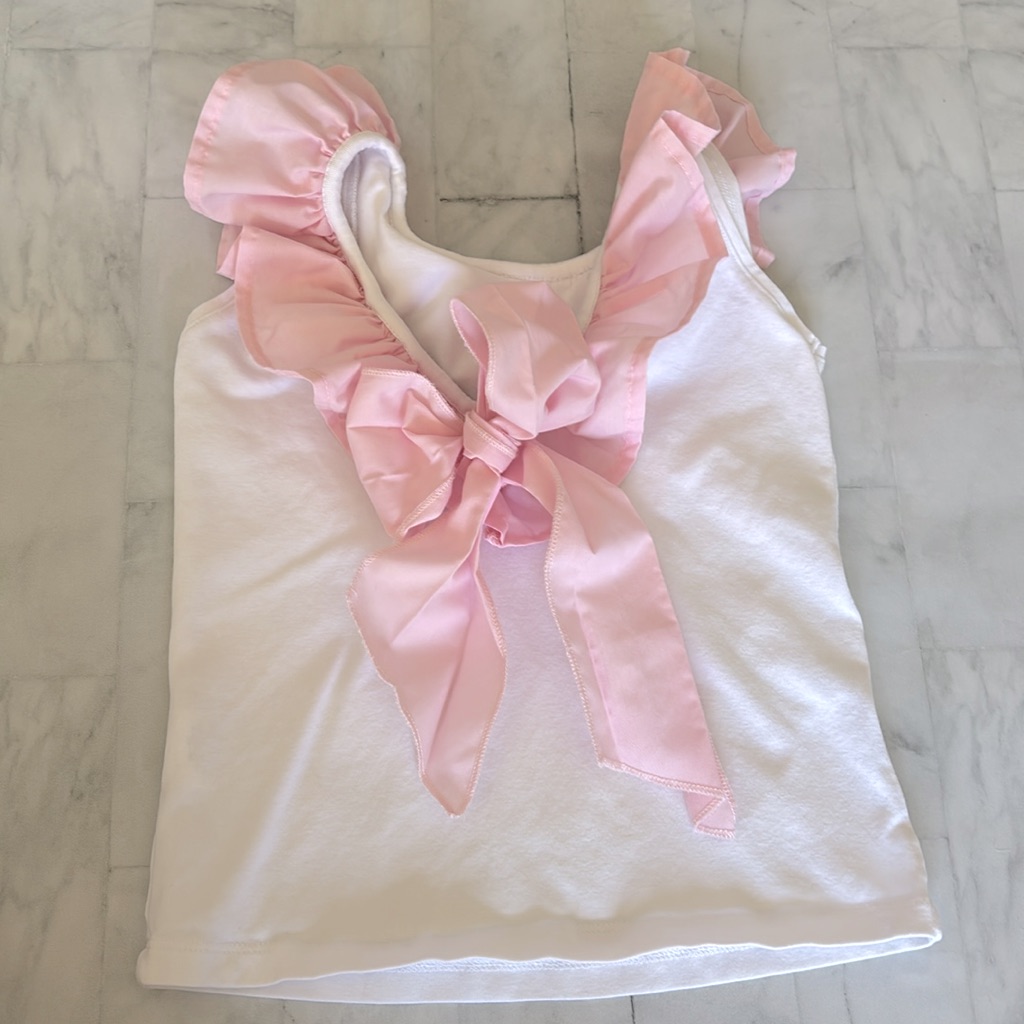 Phi Clothing Pink And White Ruffle Bow Shirt (4y)